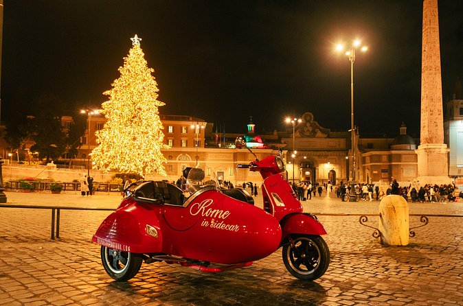 2h Xmas Lights Panoramic Vespa Sidecar Tour - Piazza del Popolo and Rome’s northern gateway