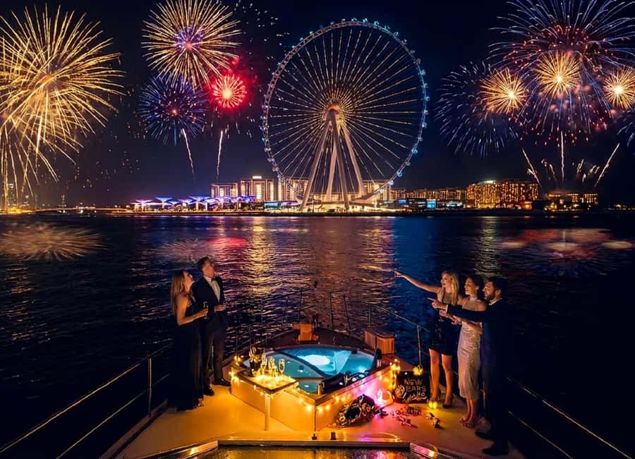 Dubai: New Year Eve Luxury Yacht Fireworks View & BBQ Cruise - The route begins with Dubai’s waterfront icons