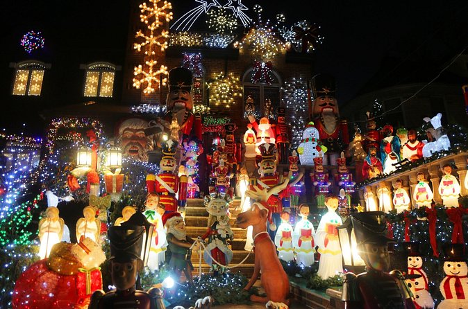 Dyker Heights Christmas Lights Tour from Times Square - Walking through the Dyker Heights displays