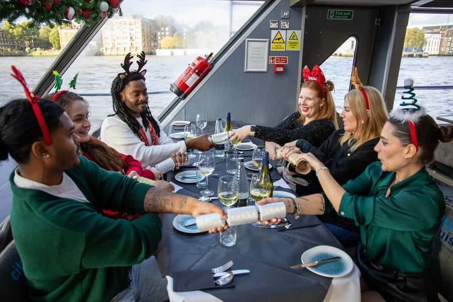 Festive London Christmas Day River Thames Lunch Cruise - A heated saloon for the main meal