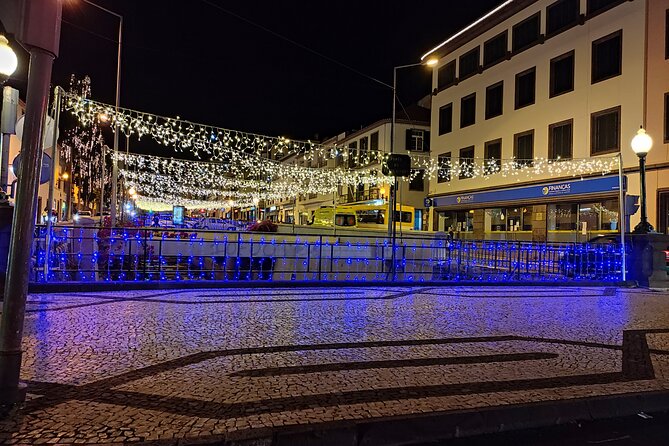 Funchal Christmas lights sightseeing night tour - Passing the Farmers Market and Old Town