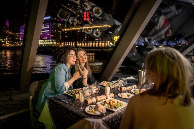 London: Christmas Party Dinner Cruise - Inside the heated saloon for the three-course meal