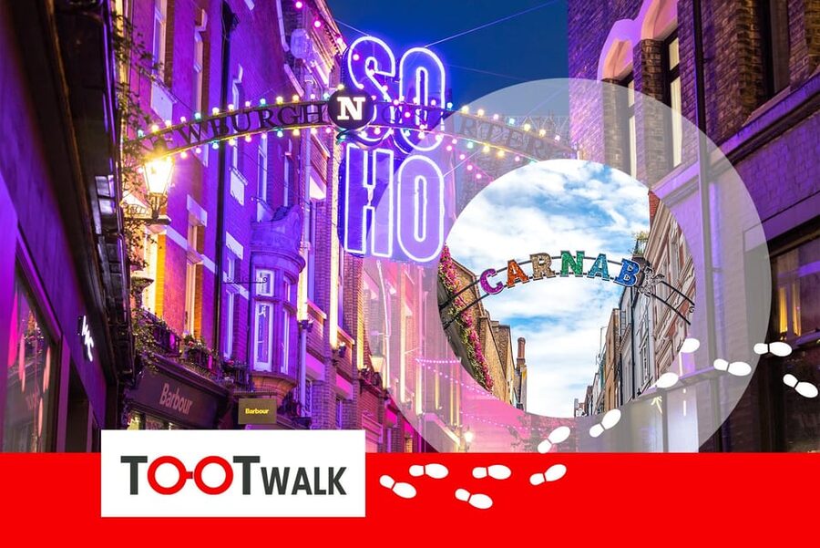 London: Tootbus Christmas Lights Tour incl walking tours - Piccadilly Circus and Soho add energy and contrast
