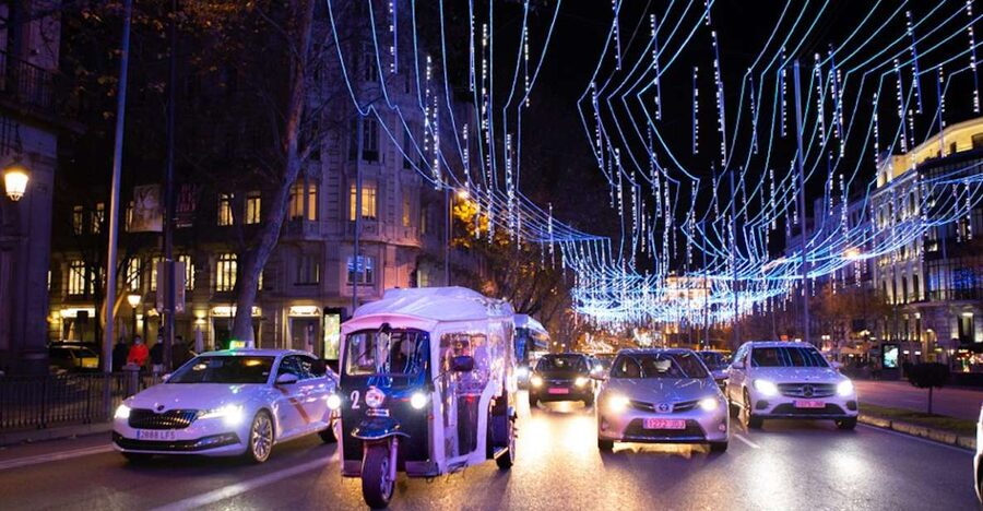 Madrid: Private Christmas Lights Tour by Eco Tuk-Tuk - Cibeles, the Bank of Spain, and the Four Seasons