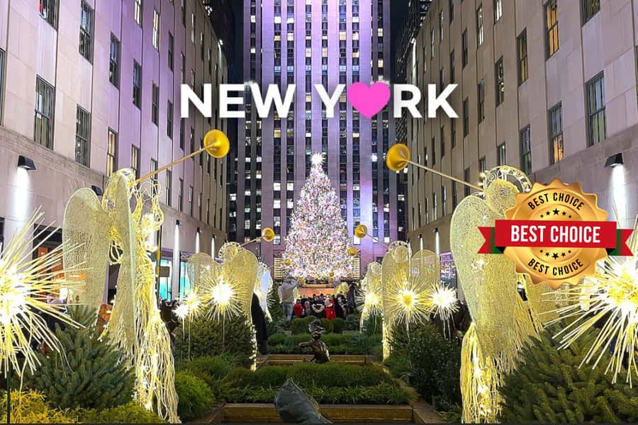 New York: Rockefeller Center Christmas Tree Pedicab Tour - Times Square lights and the final stop